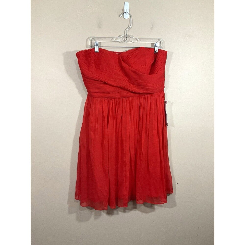 J Crew Arabelle Silk Chiffon Strapless Mini Dress 14 Coral Bridesmaid Formal NWT